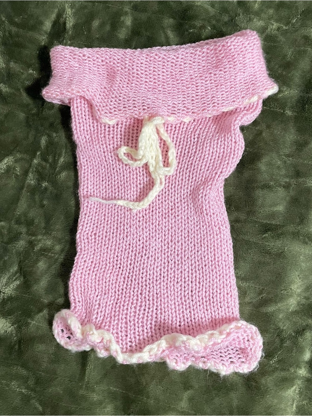 Hand-Knit Pink Ruffle Tube Top - Picture 2 of 2